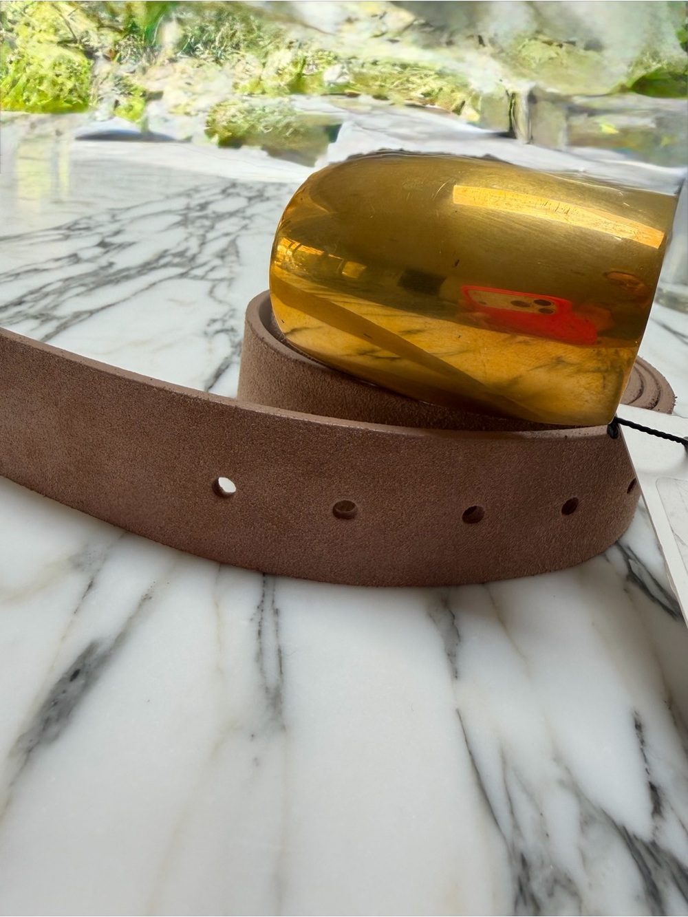NWT LAGENCE suede Belt with Gold Buckle - Nude - Picture 7 of 7